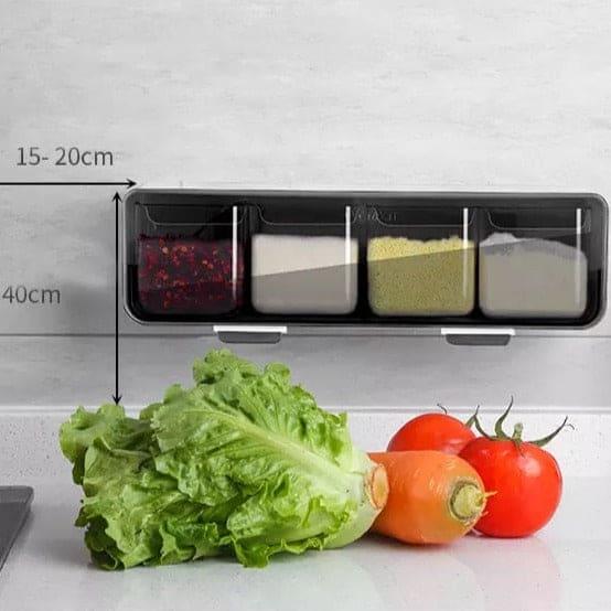 KITCHEN WALL ORGANIZER – 4-GRID SPICE STORAGE RACK