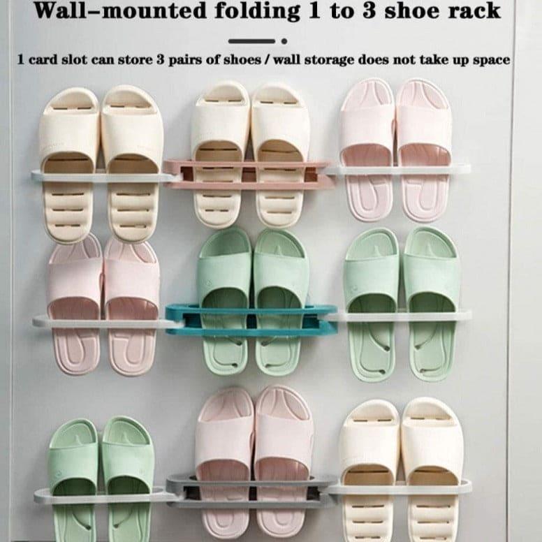 SELF ADHESIVE FOLDABLE BATHROOM SLIPPER RACK