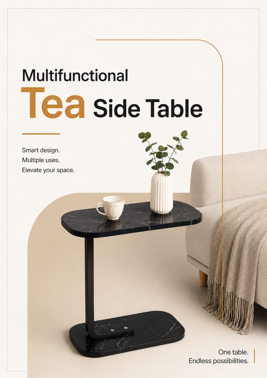 PRODESIRE™ WOODEN FUNCTIONAL SIDE TABLE