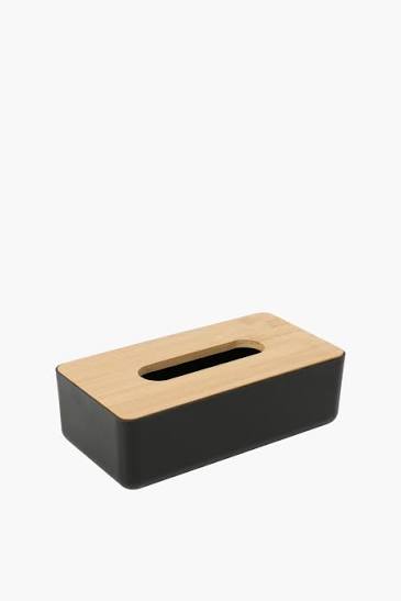PRODESIRE™ BAMBOO TISSUE BOX WHITE/BLACK WOOD TOP