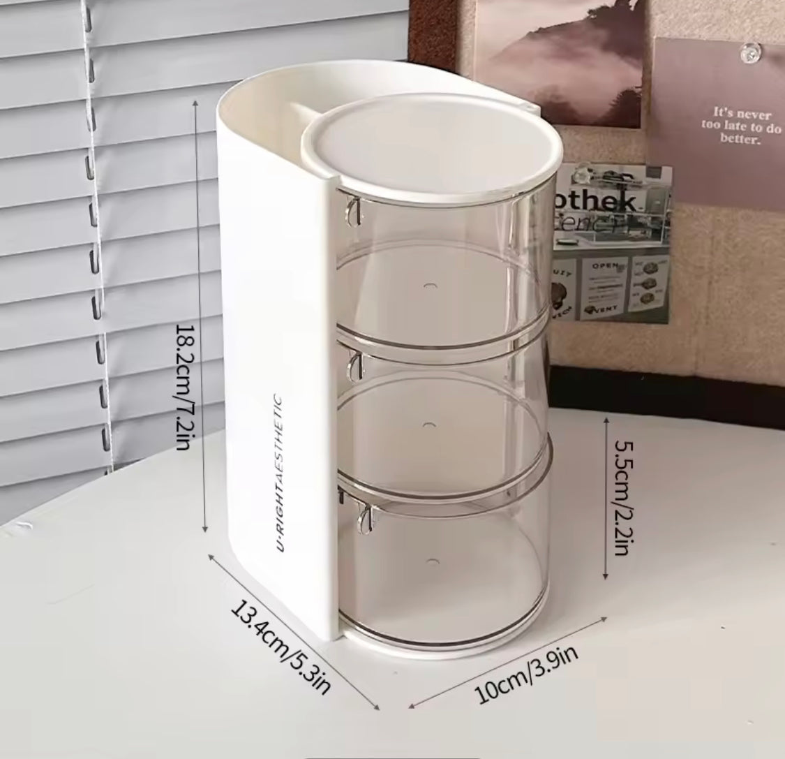 3 LAYER ROTATING MAKEUP BRUSH ORGANIZER