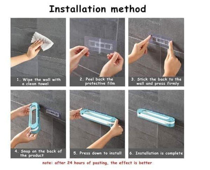 SELF ADHESIVE FOLDABLE BATHROOM SLIPPER RACK