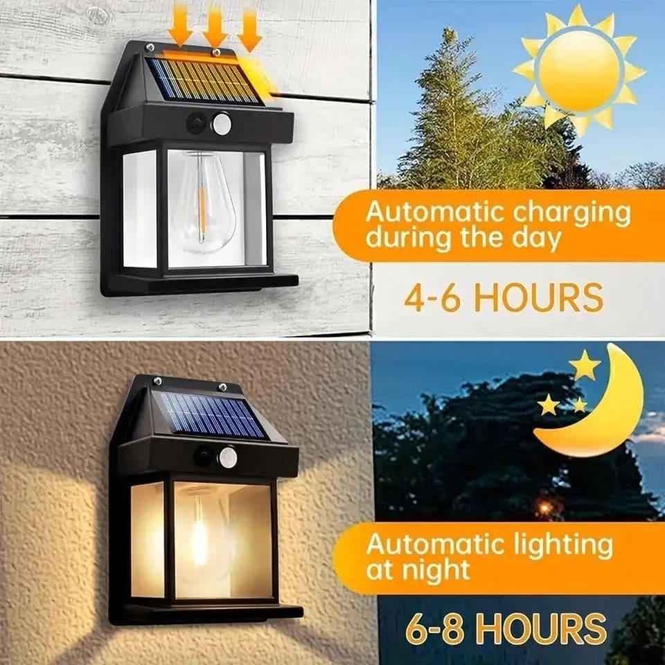 SOLAR POWERED OUTDOOR MOTION SENSOR LIGHT DUSK TO DAWN