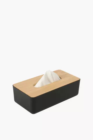 PRODESIRE™ BAMBOO TISSUE BOX WHITE/BLACK WOOD TOP