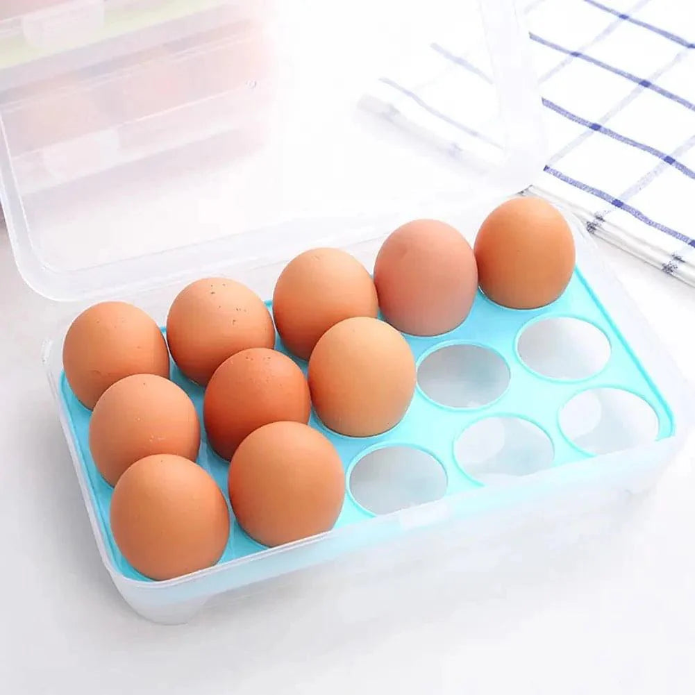 TRANSPARENT FRIDGE EGG STORAGE BOX WITH 15 GRIDS