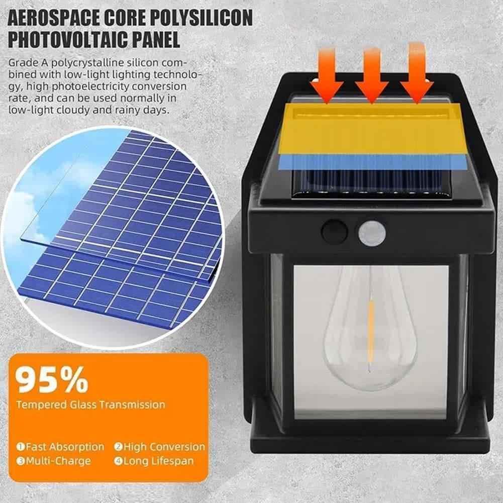 SOLAR POWERED OUTDOOR MOTION SENSOR LIGHT DUSK TO DAWN