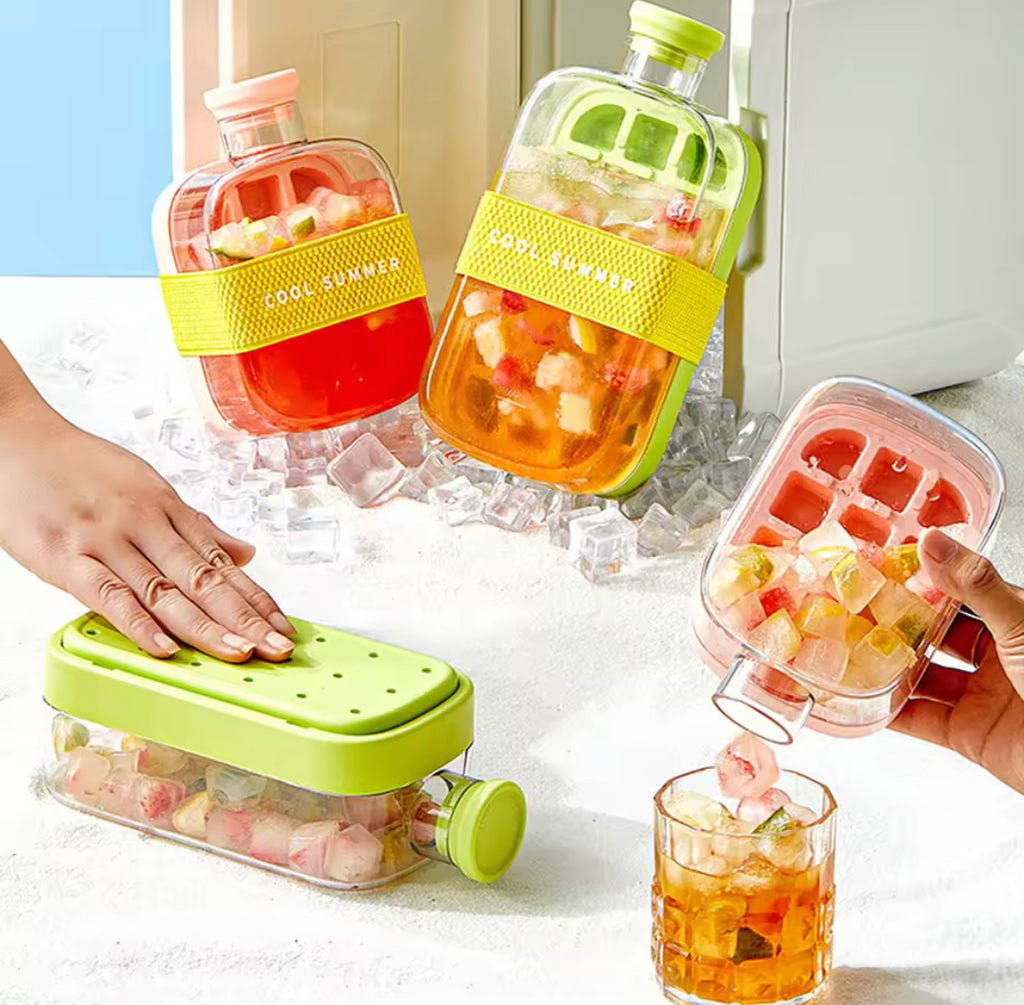 PORTABLE SILICONE ICE CUBE MAKER WITH STRAW