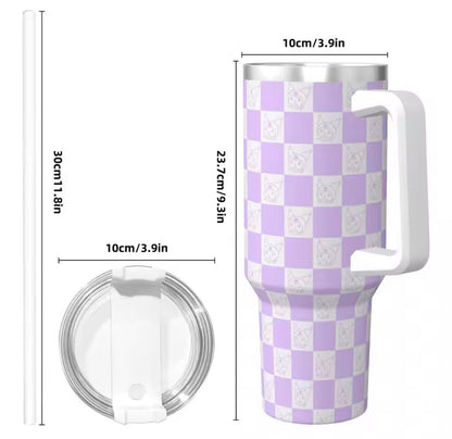 GLITTER RHINESTONE TUMBLER CUP WITH STRAW AND HANDLE – 1200ML CAPACITY