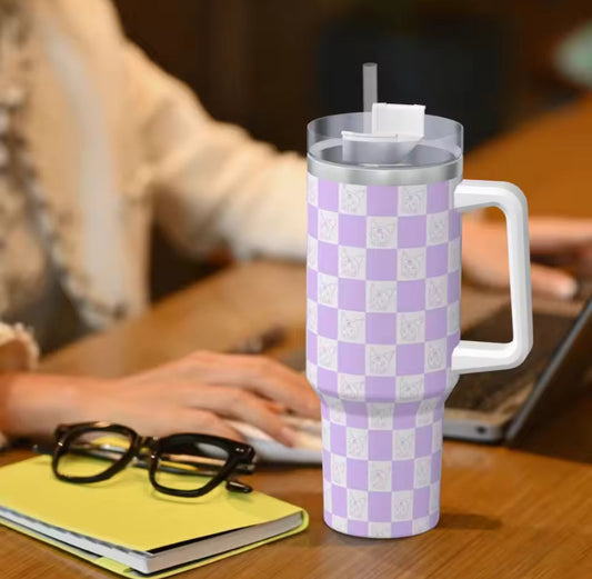 GLITTER RHINESTONE TUMBLER CUP WITH STRAW AND HANDLE – 1200ML CAPACITY