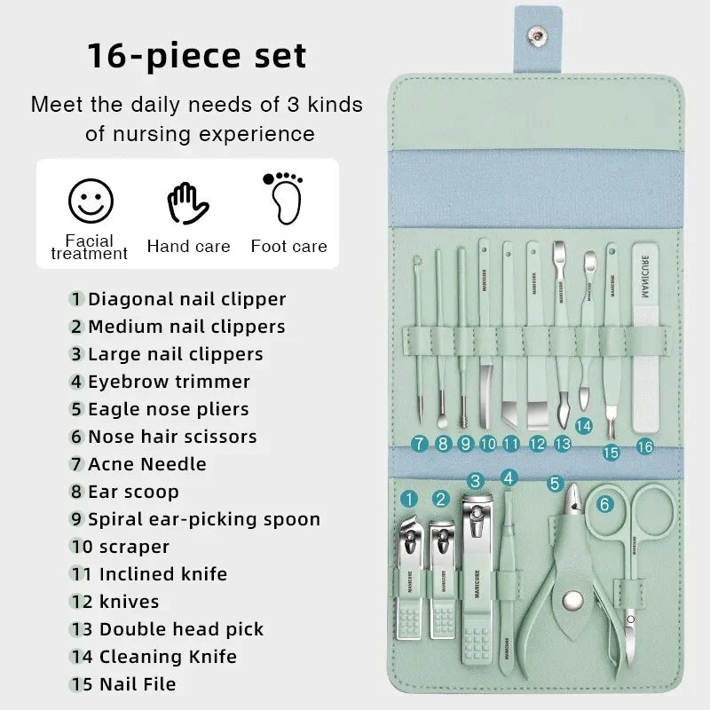 PRODESIRE™ 16 PCS STAINLESS STEEL MANICURE & PEDICURE SET (IMPORTED)