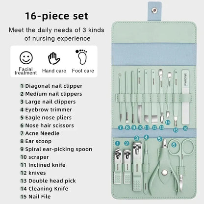 PRODESIRE™ 16 PCS STAINLESS STEEL MANICURE & PEDICURE SET (IMPORTED)