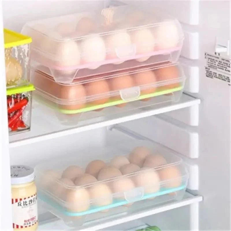 TRANSPARENT FRIDGE EGG STORAGE BOX WITH 15 GRIDS