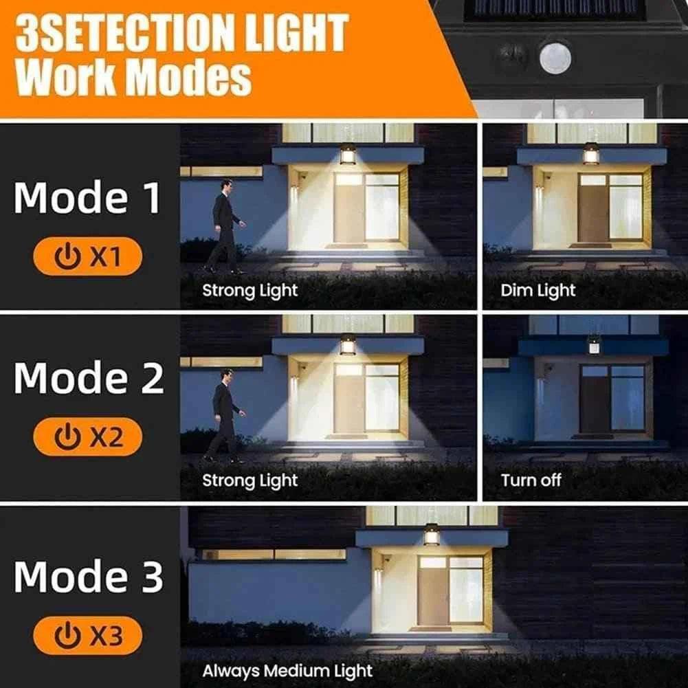 SOLAR POWERED OUTDOOR MOTION SENSOR LIGHT DUSK TO DAWN
