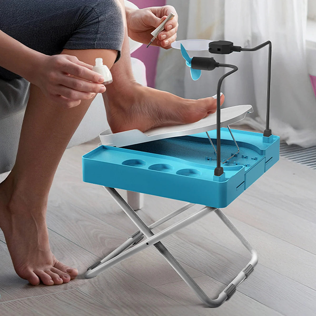 PRODESIRE™ PEDICURE FOOT REST NON-SLIP ADJUSTABLE STAND WITH LED AND DRYING FAN