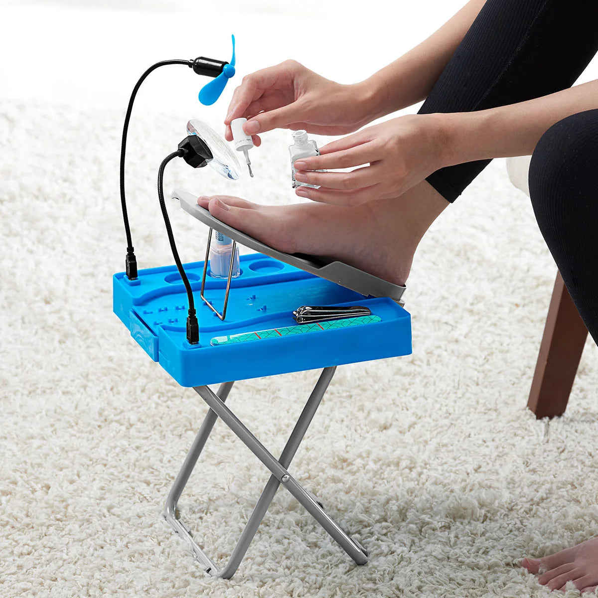 PRODESIRE™ PEDICURE FOOT REST NON-SLIP ADJUSTABLE STAND WITH LED AND DRYING FAN