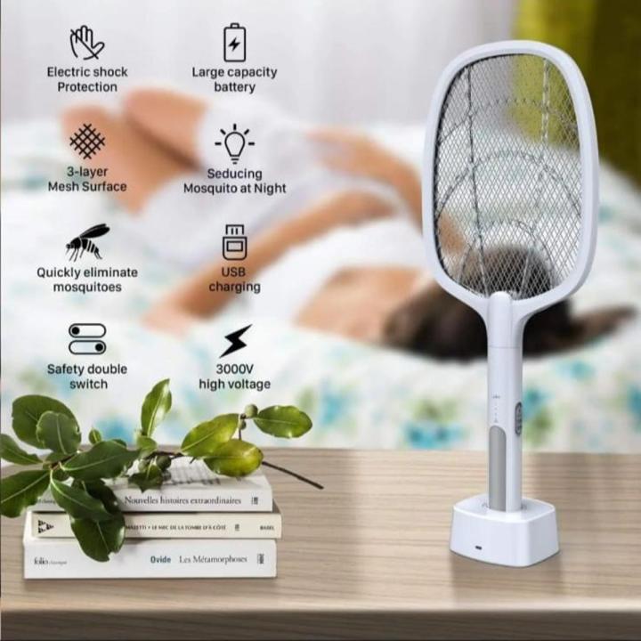 PRODESIRE™ RECHARGEABLE MOSQUITO RACKET 2IN1 WITH STAND