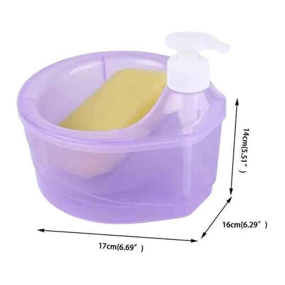 ROUND CLEAR KITCHEN DISPENSER WITH SPONGE – CONVENIENT DISH SOAP STORAGE