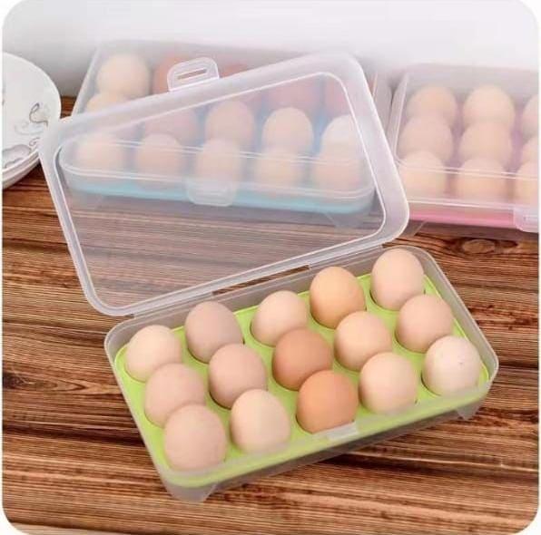 TRANSPARENT FRIDGE EGG STORAGE BOX WITH 15 GRIDS