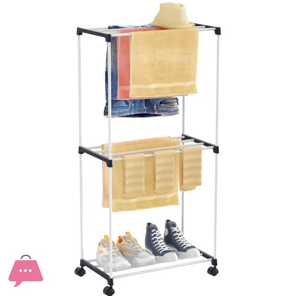 PRODESIRE™ 3-TIER MOVABLE LAUNDRY DRYING/TOWEL RACK WITH WHEELS