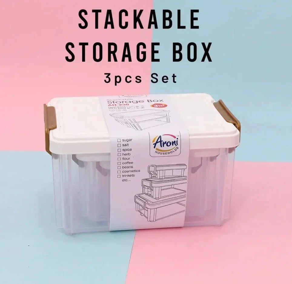 PRODESIRE™ 3PCS SET MULTIPURPOSE STACKABLE STORAGE BOX ORGANIZER