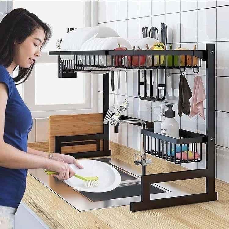MULTI-FUNCTION STAINLESS STEEL KITCHEN RACK – 85CM LENGTH
