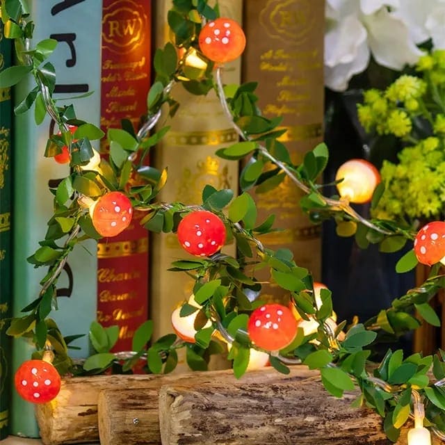 COLORFUL 3D MUSHROOM LED STRING LIGHTS SET OF 10