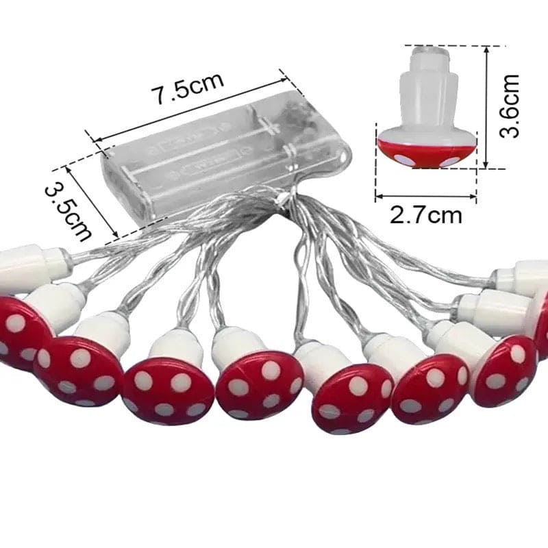 COLORFUL 3D MUSHROOM LED STRING LIGHTS SET OF 10