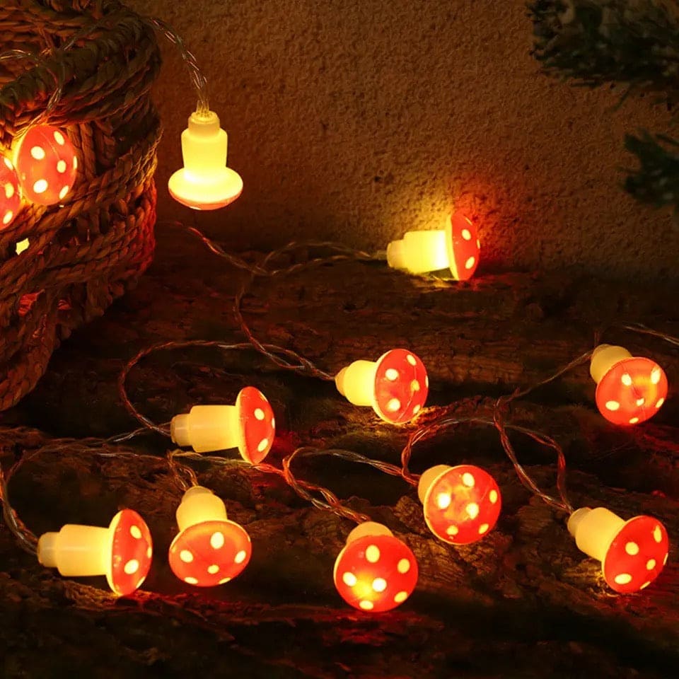 COLORFUL 3D MUSHROOM LED STRING LIGHTS SET OF 10