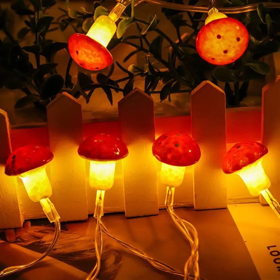 COLORFUL 3D MUSHROOM LED STRING LIGHTS SET OF 10