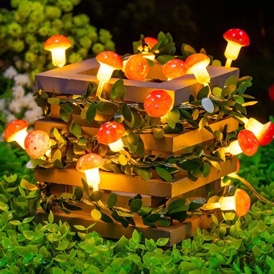 COLORFUL 3D MUSHROOM LED STRING LIGHTS SET OF 10