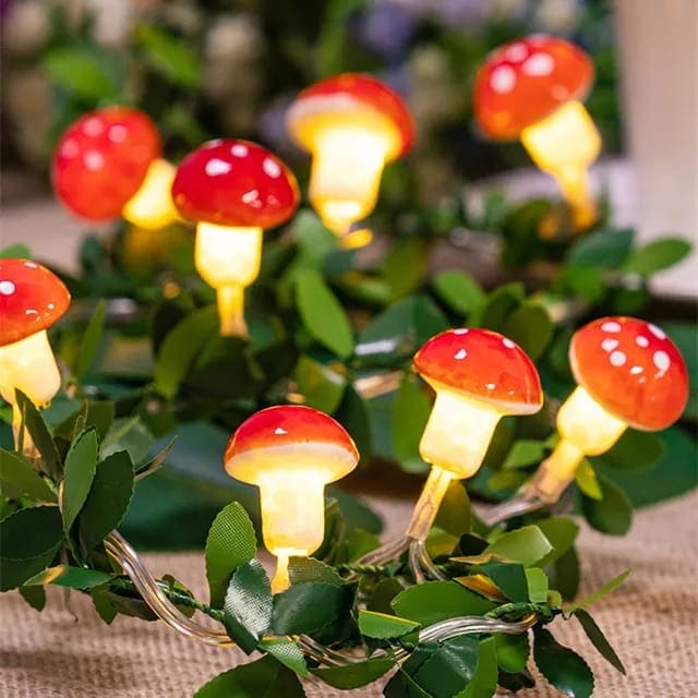 COLORFUL 3D MUSHROOM LED STRING LIGHTS SET OF 10