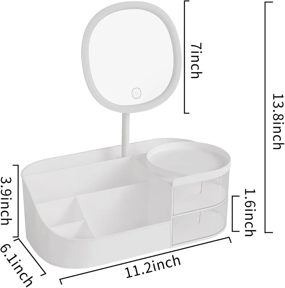 DESKTOP COSMETICS STORAGE BOX WITH MIRROR