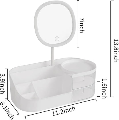 DESKTOP COSMETICS STORAGE BOX WITH MIRROR