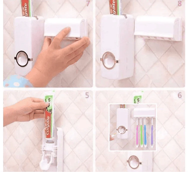 TOOTHPASTE DISPENSER HOLDER – DURABLE AUTOMATIC DISPENSER WITH STORAGE HOLDER