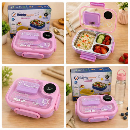 PRODESIRE™ STAINLESS STEEL BANTO LUNCH BOX WITH SPOON & SAUCE DIP