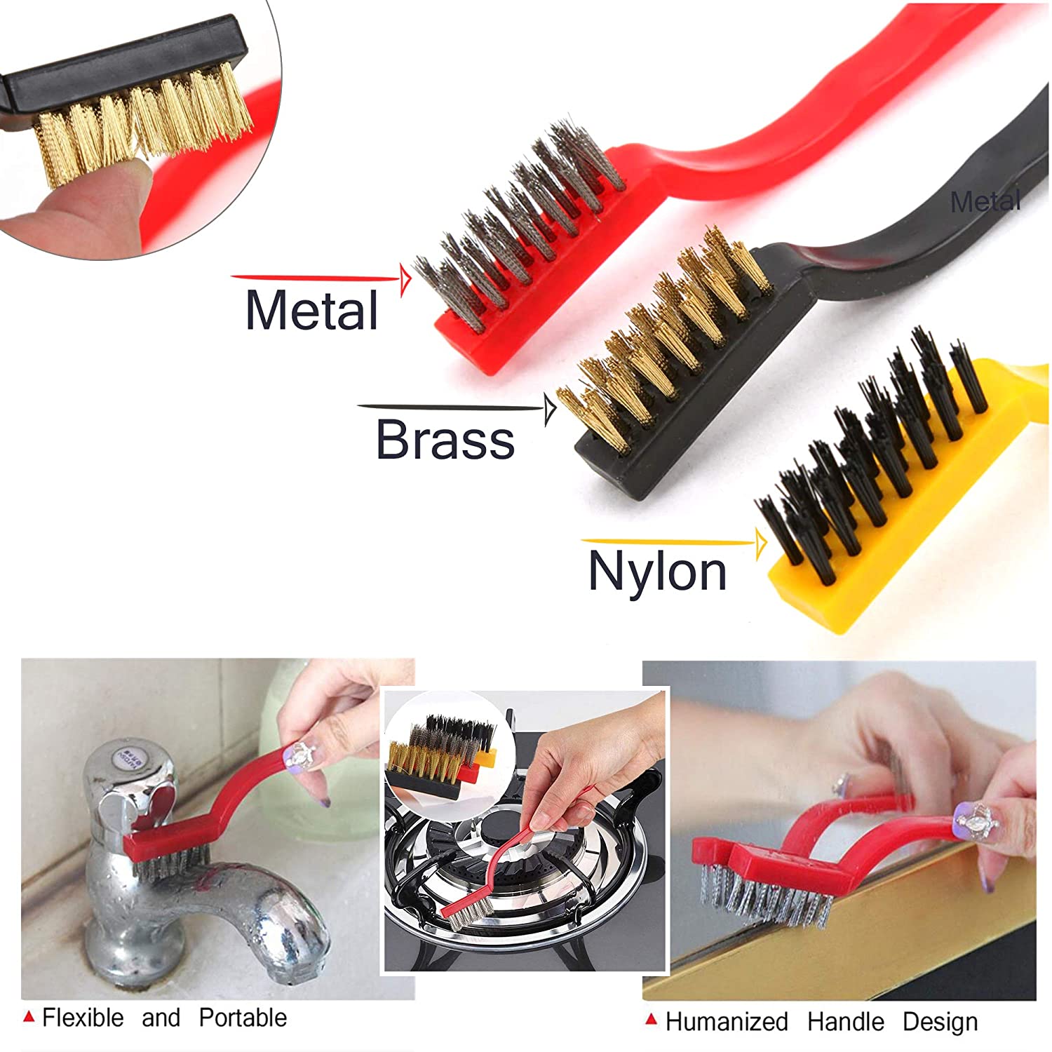 PRODESIRE™ PACK OF 3 STOVE CLEANING BRUSH | MINI WIRE BRUSH