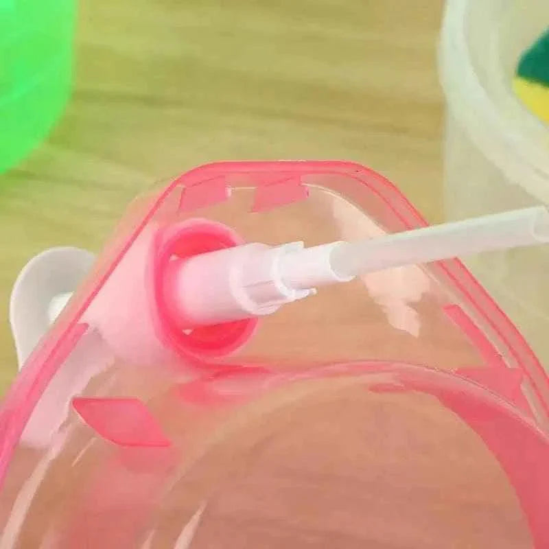 ROUND CLEAR KITCHEN DISPENSER WITH SPONGE – CONVENIENT DISH SOAP STORAGE