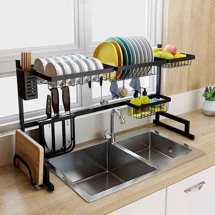 MULTI-FUNCTION STAINLESS STEEL KITCHEN RACK – 85CM LENGTH