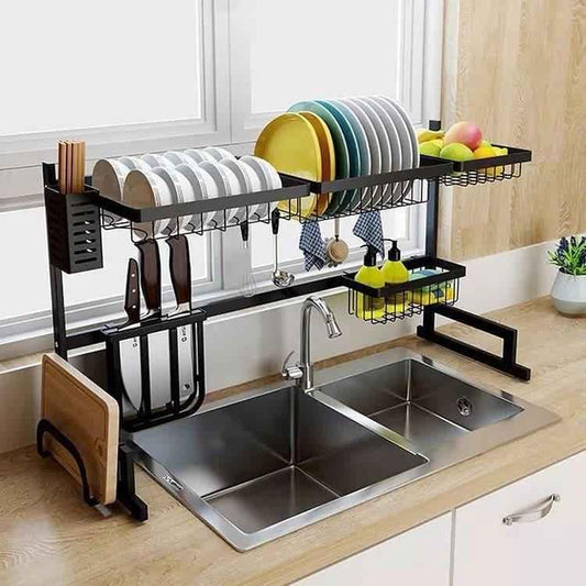 MULTI-FUNCTION STAINLESS STEEL KITCHEN RACK – 85CM LENGTH