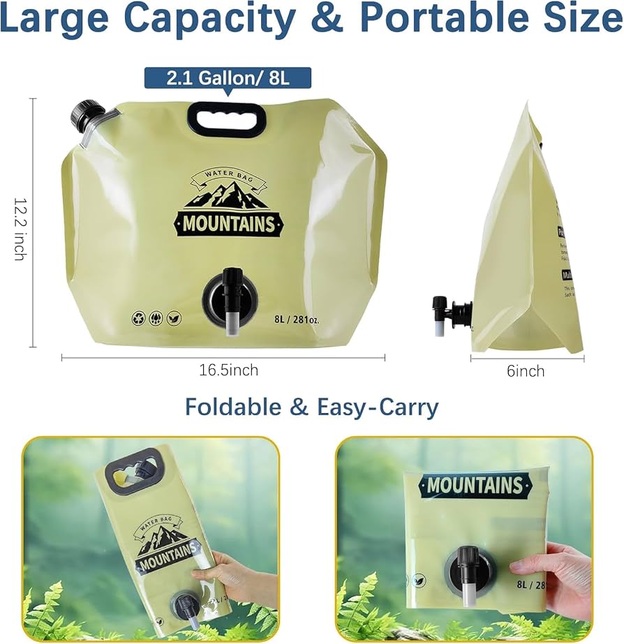 PRODESIRE™ PORTABLE FOLDING COLLAPSIBLE WATER BAG (8 LITER)