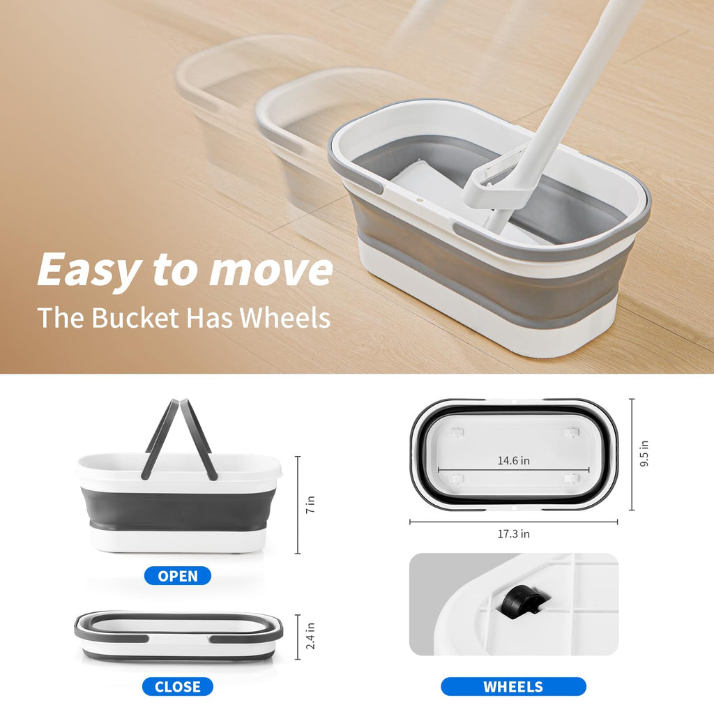 PRODESIRE™ PREMIUM FLAT MOP WITH FOLDING SILICONE BUCKET (IMPORTED)
