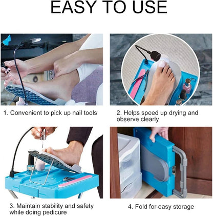 PRODESIRE™ PEDICURE FOOT REST NON-SLIP ADJUSTABLE STAND WITH LED AND DRYING FAN