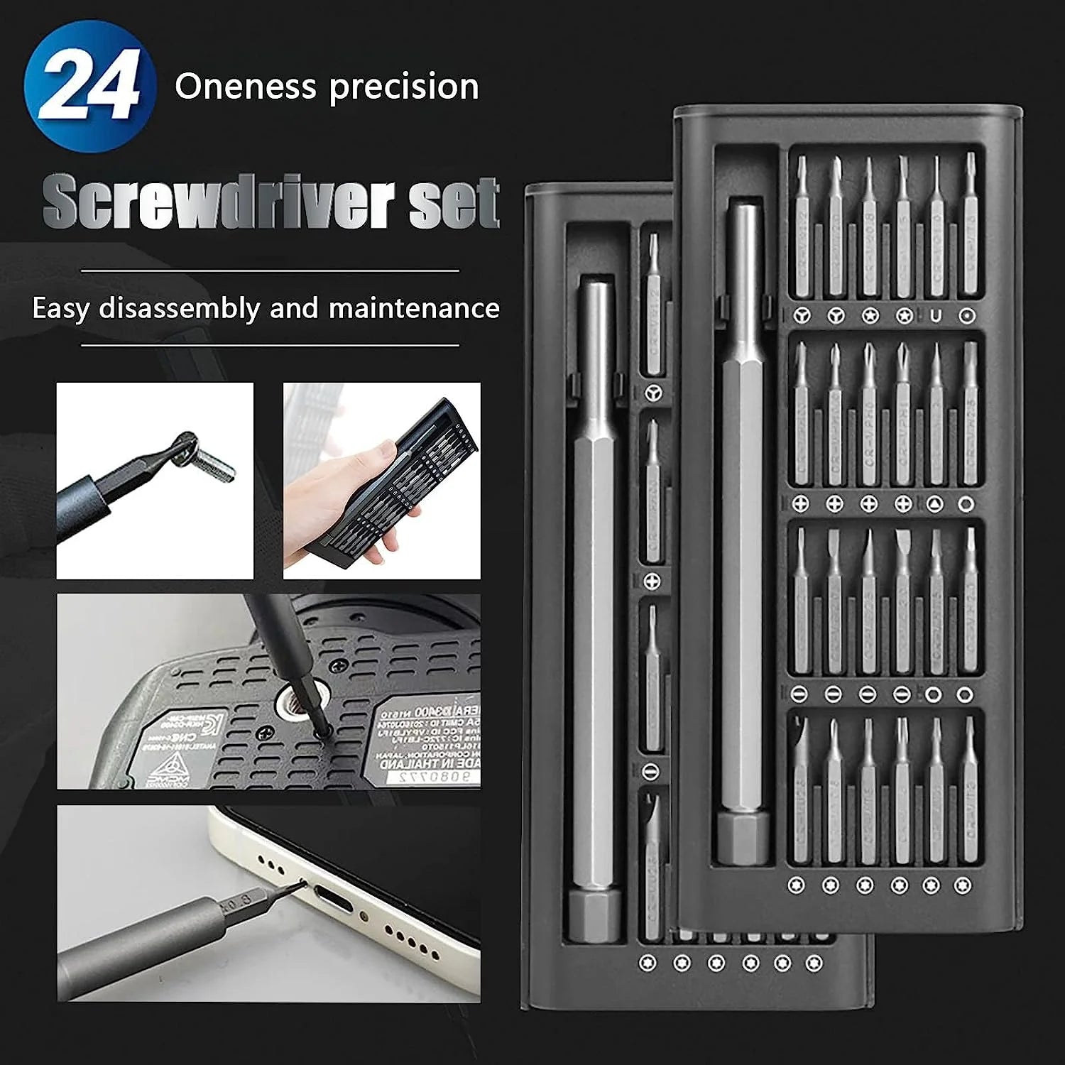 PRODESIRE™ 24 IN 1 MAGNETIC SCREWDRIVER SET MULTIFUNCTION REMOVABLE TOOL KIT MOBILE PHONE REPAIR TOOL POCKET SCREWDRIVER TOOL SET