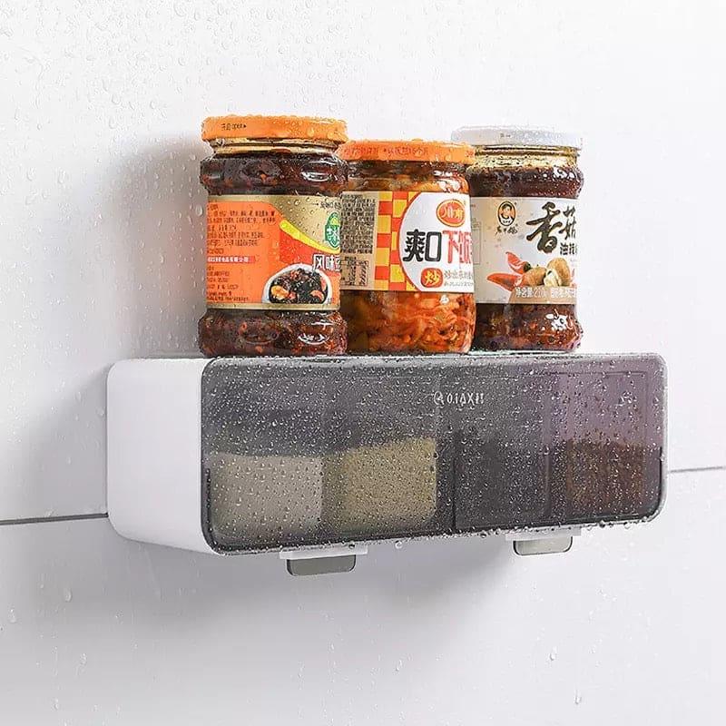 KITCHEN WALL ORGANIZER – 4-GRID SPICE STORAGE RACK