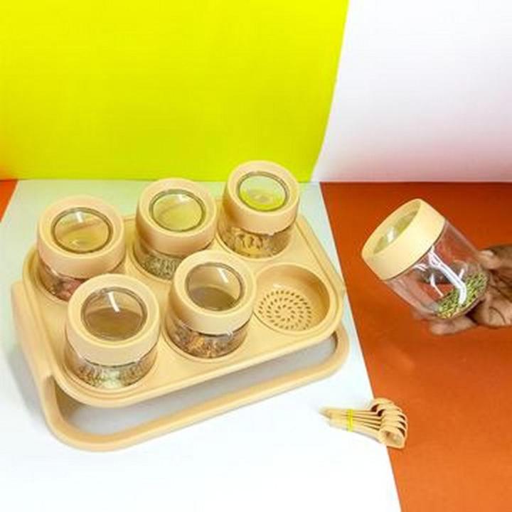 PRODESIRE™ SPICE ZONE 6PIECE MASALA RACK WITH ELEGANT STAND
