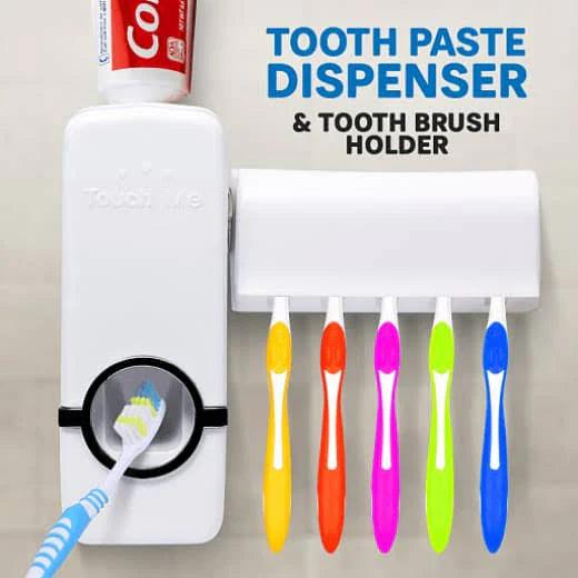 TOOTHPASTE DISPENSER HOLDER – DURABLE AUTOMATIC DISPENSER WITH STORAGE HOLDER