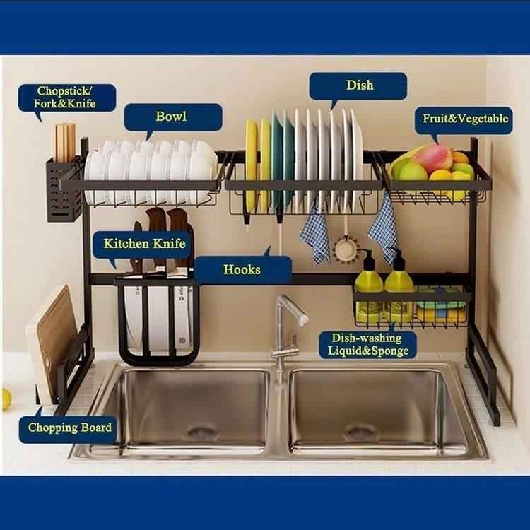 MULTI-FUNCTION STAINLESS STEEL KITCHEN RACK – 85CM LENGTH