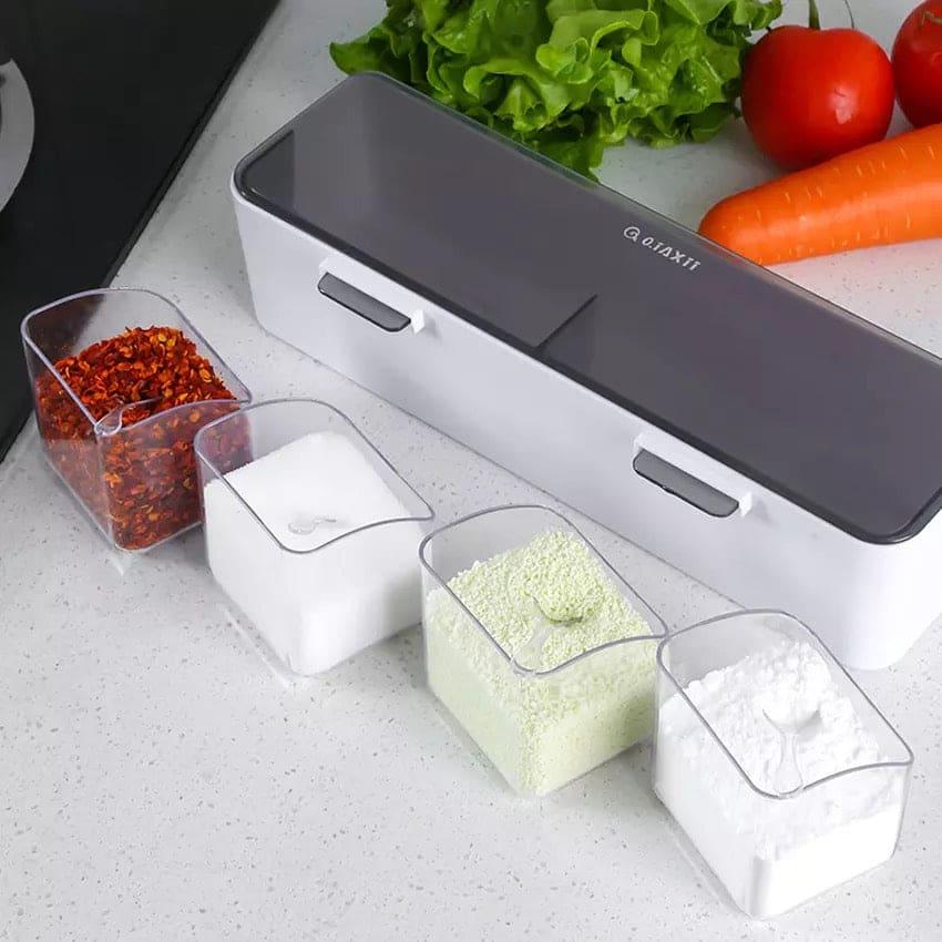 KITCHEN WALL ORGANIZER – 4-GRID SPICE STORAGE RACK