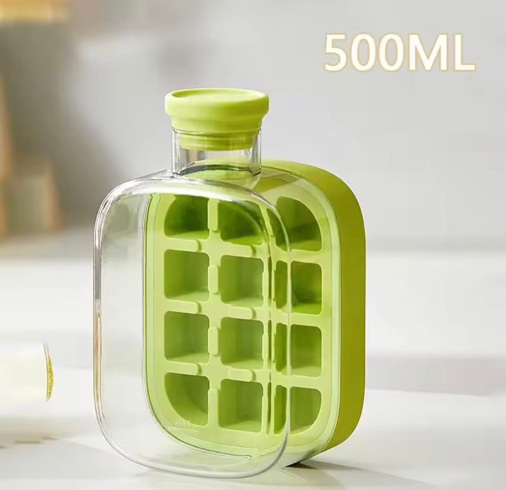 PORTABLE SILICONE ICE CUBE MAKER WITH STRAW