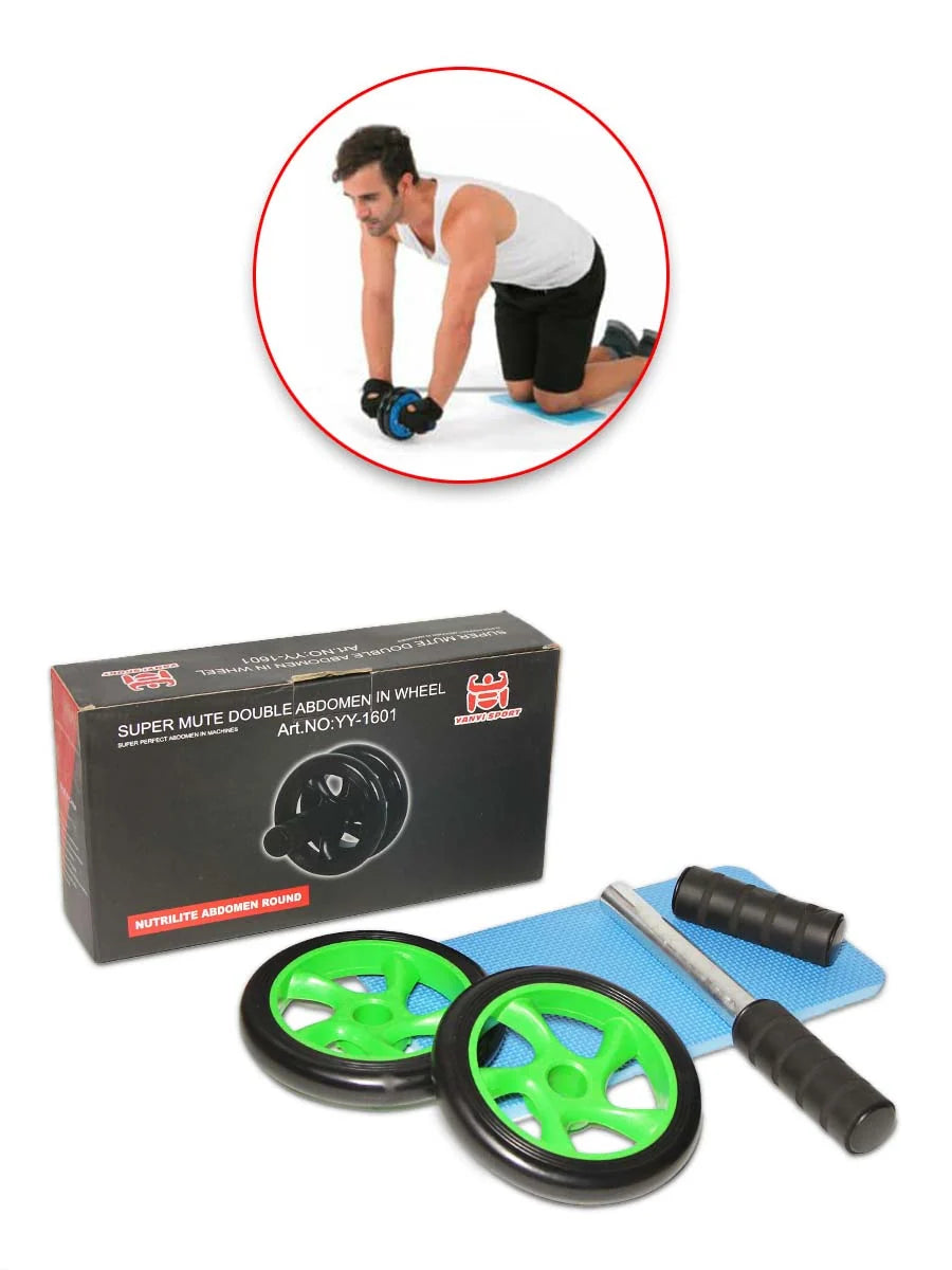 PRODESIRE™ SUPER MUTE DOUBLE ABDOMINAL WHEEL AB ROLLER